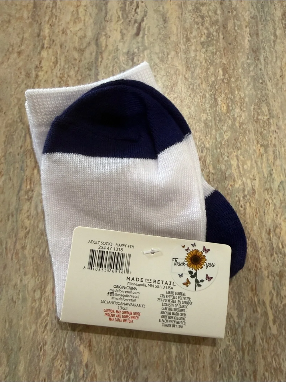 Happy 4th of July Adult Socks - White, Navy, Red